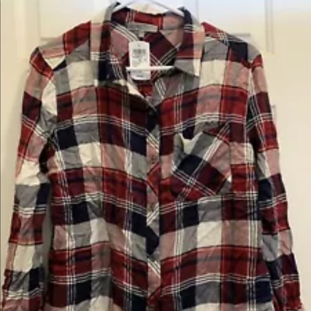 Windsor Womens Long Sleeve Plaid Button Up Shirt